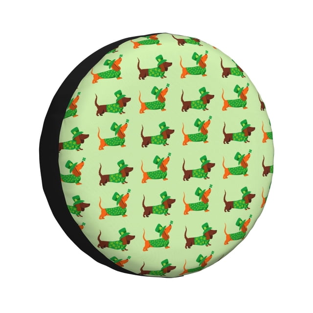 Fotbe dogs St Patrick's Day Funda de Llanta de Repuesto con Estampado, Engrosada, Ajuste Universal para Jeep, Remolque, RV, SUV, Camión-15 inch