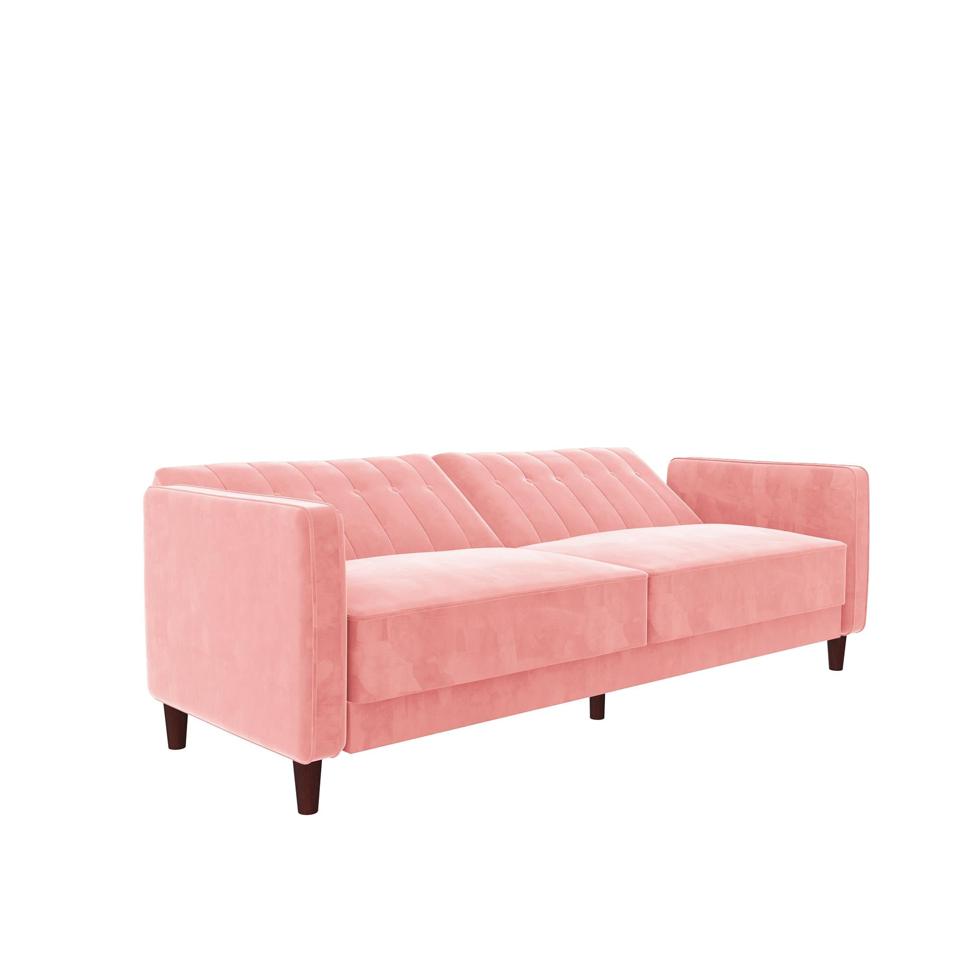 DHP Pin Tufted Transitional Futon, Pink Velvet