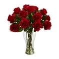 thumbnail image 5 of Nearly Natural Blooming Roses Artificial Flower Arrangement in White, 5 of 6