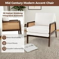 thumbnail image 4 of Harmijoy Mid Century Modern Accent Chair Living Room Armchair w/ Rattan Arms Wooden Frame, 4 of 8