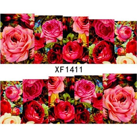 Ejoyous Red Rose Pattern Manicure Full Stickers Nail Art Decoration