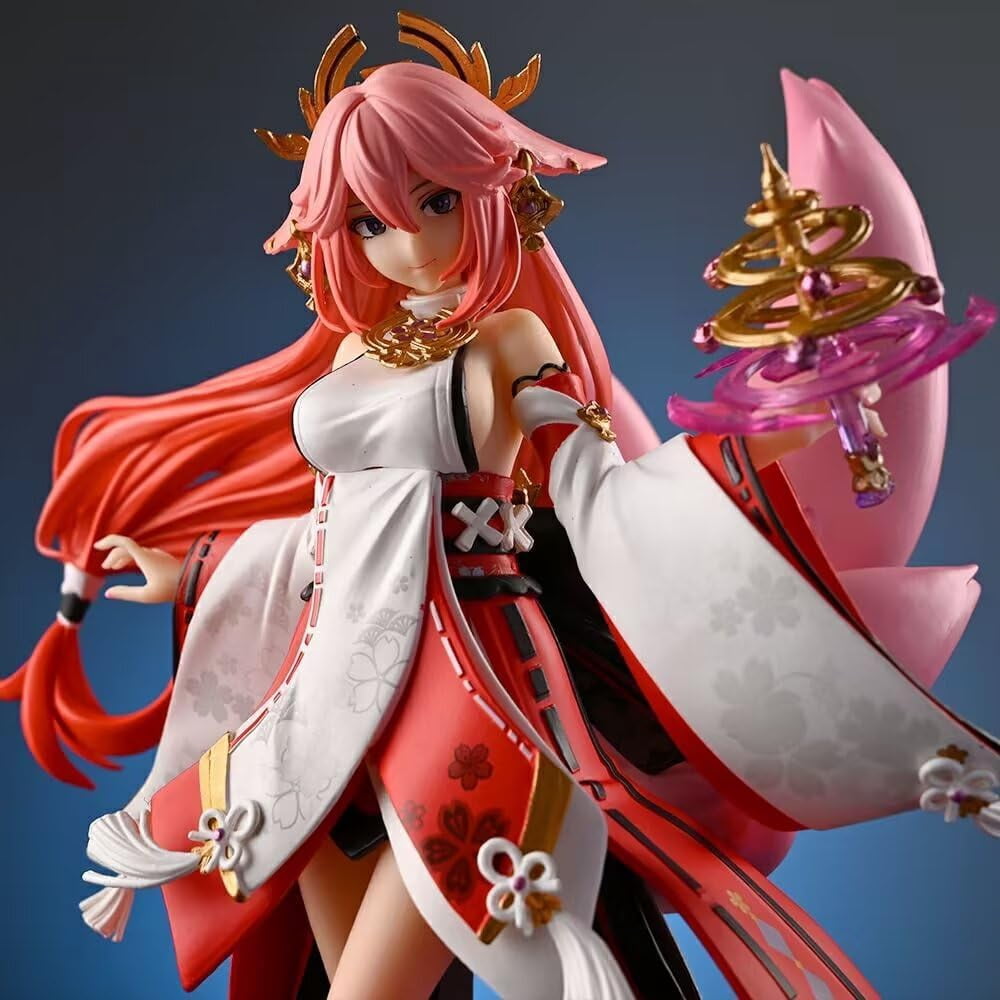 Yae Miko Figure Genshin Impact Nine-Tailed Fox Yae Miko Anime Figures 24cm/9.4inch PVC Handmade Game Model Statue Collectible Craft Gift