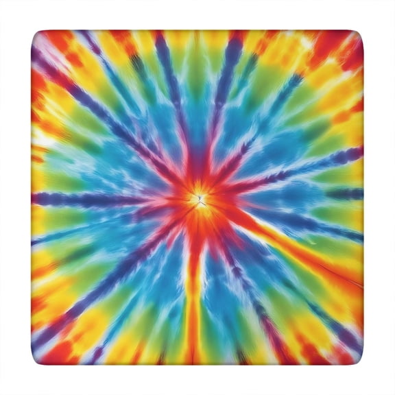 Colorful Rainbow Tie Dye Spiral Pattern Square Fitted Tablecloth with Elastic Edge,Square Table Cover,Washable Elastic Table Cover for Home Kitchen Party Decor 34"x34"