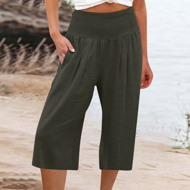 WILLBEST Pantalones Casuales para Mujer, Diseño Recortado Elegante con Bolsillos para Un Verano Sin Esfuerzo, Cómodos y Versátiles, Una Adición a Tu Guardarropa. XXXL
