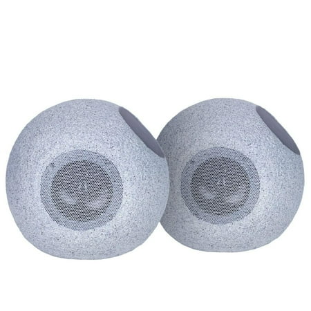 Ion Geode Rock Speakers (Pair) Solar Rechargeable Rock Speakers with Wireless Stereo-Link