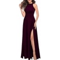 thumbnail image 2 of Mother of Bride Dresses Halter Neck Side Split Formal Dresses Bridemaid Dresses Maxi Elegant Sleeveless Dresses for Women Red XXL, 2 of 4