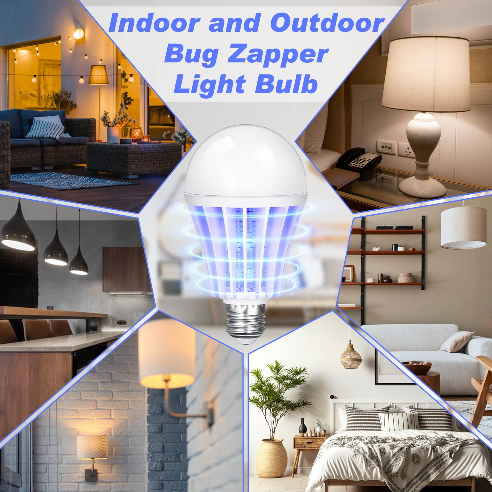 [4-Pack] BANPESTT Bug Zapper Light Bulb 2-in-1 Indoor Mosquito Zapper Gnat Trap- Electric Fly Insect Killer&Bug Catcher for Outdoor Indoors Home Backyard Patio (E27 Base, 9W 110V)