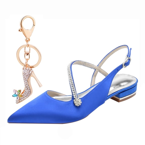 Women's Pumps Pointed Toe High Heel 8.5CM Rhinestones Satin Party Dress Wedding Shoes