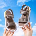 thumbnail image 6 of KPOPLK Toddler Sandals with Adjustable Straps Non-Slip Water Shoes for Boys & Girls Breathable Mesh Baby Walking Sandals for Pool Size 13.5,Khaki, 6 of 7