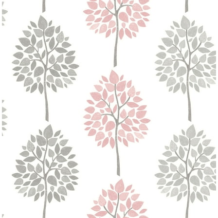 Advantage Saar Pink Tree Unpasted Nonwoven Wallpaper, 20.5-in by 33-ft, 56.4 sq. ft.