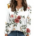 thumbnail image 6 of Craaazy Women's Fashion Printed Fall Gifts Tunics Long Sleeve Tops V Neck Shirts Loose Casual Blouses with Decor Button, 6 of 7