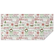 Multicolor Christmas Word Pattern Rectangle Tablecloth 60"x120",Waterproof Polyester Rectangle Table Cloth, Wipeable Spillproof Polyester Tablecloth for Dining, Camping, Indoor and Outdoor