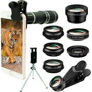 Phone Camera Lens Phone Lens Kit 10in1, 20X Telephoto Lens, 198° Fisheye Lens, 0.63X Wide Angle,15X Macro,2X
