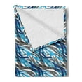 thumbnail image 2 of Abstract Soft Flannel Fleece Blanket, Surreal Expressionism Inspired Image Modern Art Stripes Swirls Waves Trippy, Cozy Plush for Indoor and Outdoor Use, 50" x 60", Grey Blue White, by Ambesonne, 2 of 5