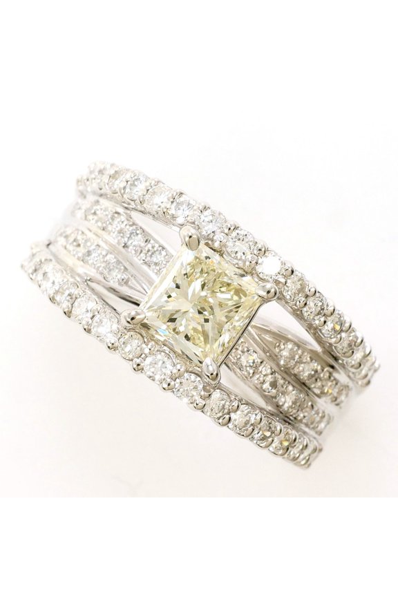 Pre-Owned PT900 Platinum Ring, 1 Yellow Diamond 1.007ct, 0.70ct, VS2 Clarity, Certificate of...