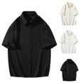 thumbnail image 5 of WREESH Men's Button Down Shirts Short Sleeve Solid Color Shirts with Pockets for Men's Everyday Casual Wear Black, 5 of 5