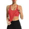 thumbnail image 4 of Attraco Women Solid Ribbed Workout Tank Tops Builting in Bra Tight Racerback Scoop Neck Sports Top, 4 of 6