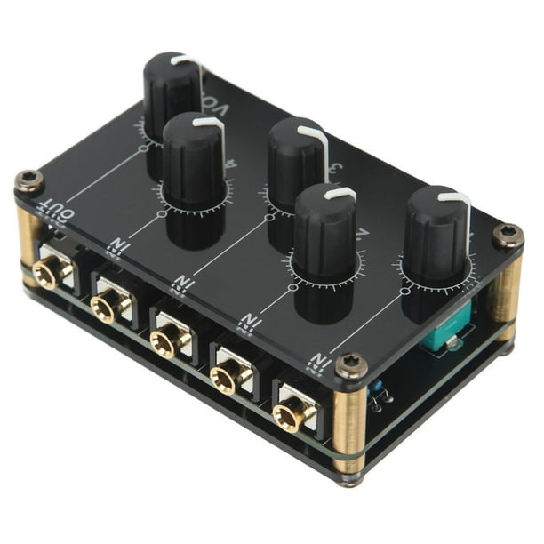 Mezclador de audio 4 entradas 1 salida Mini consola de placa de sonido Mezclador de audio estéreo pasivo portátil
