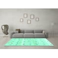 thumbnail image 3 of Ahgly Company Machine Washable Indoor Square Solid Turquoise Blue Modern Area Rugs, 3' Square, 3 of 4