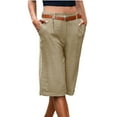 thumbnail image 2 of CheerKidz Womens Wide Leg Cotton Linen Shorts 2025 Comfy Bermuda Zipper Shorts Summer Casual Short Pants Loose Knee Length Shorts(Khaki#1,2XL), 2 of 5