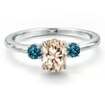 thumbnail image 3 of Gem Stone King 14K White Gold Peach Morganite and London Blue Topaz Engagement Ring for Women | 0.91 Cttw | Oval 7X5MM | Gemstone October Birthstone | Size 8, 3 of 6