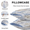 thumbnail image 5 of Navy Blue Coastal Throw Pillow Covers 16x16 Inch Set of 2, Summer Nautical Lighthouse Starfish Waterproof Outdoor Pillow Covers, Decorative Cushion Pillowcases for Couch, Sofa, Bed, Garden, Patio, 5 of 9