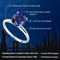 thumbnail image 2 of Gem Stone King 14K White Gold 2.50 Ct Round Blue Created Sapphire Women Solitaire Engagement Ring, 2 of 6