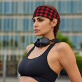 thumbnail image 4 of Red Black Twill Stripe Plaid Headbands for Women Men, Workout Elastic Sweat Band for Yoga Running Cycling Gym Exercise Non Slip Head Bands for Women's Hair, 4 of 5