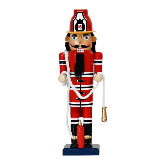 FashionCha Christmas Figurine Collectible Gift Firefighter Nutcracker Statue Decoration for