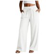 thumbnail image 2 of RFQWOVSR Women's High Waist Drawstring Wide Leg Linen Pants with Pockets Loose Fit Casual Summer Trousers L, 2 of 5