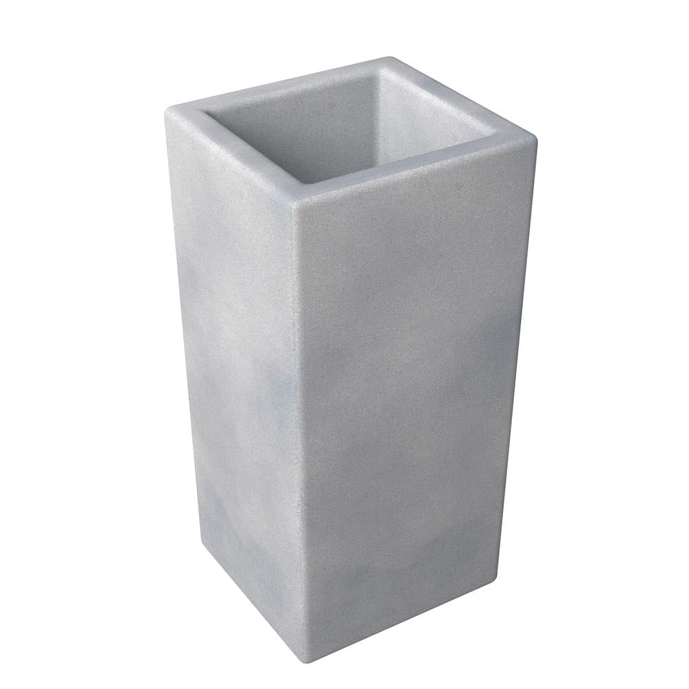 LeisureMod Terra Fiberstone and MGO Clay Planter, Mid-Century Modern Tall Square Planter Pot for Indoor and Outdoor (Aged Concrete, 20 Inch)