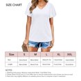 thumbnail image 4 of Camisetas de manga corta con cuello en V para mujer, camisetas holgadas de Color puro informales a la moda para mujer, camisetas de verano para compras de viaje diarias, 4 of 6