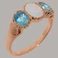 thumbnail image 2 of LBG British Made 10k Rose Gold Ring with Natural Opal & Blue Topaz Womens Anniversary Ring - 33 size options - Size 4, 2 of 7