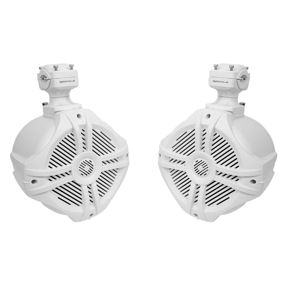Pair Rockville RWB70W 6.5" 250W Each Marine Wakeboard Tower Speakers, White