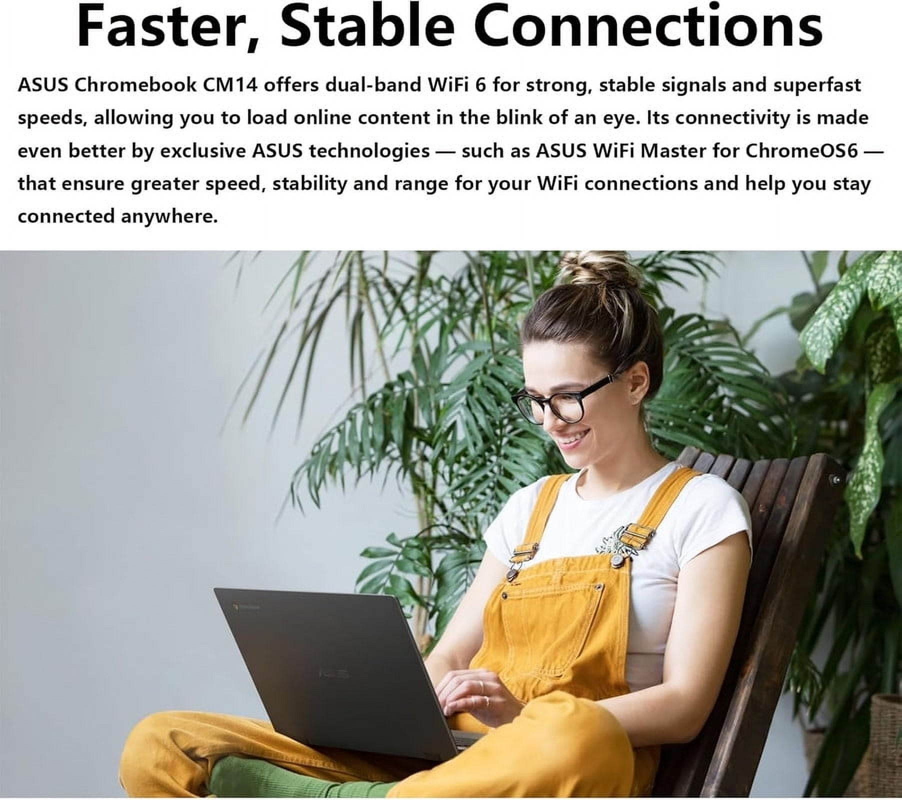 ASUS Chromebook CM1402 14" FHD Laptop,MediaTek Kompanio 520,4GB LPDDR4x-3600 MHz RAM,320GB Storage(64GB eMMC+256GB Micro SD),HD Webcam,WiFi 6,Bluetooth,Chrome OS,Gravity Gray