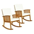 thumbnail image 1 of Pemberly Row 2 Pcs Acacia Wood Garden Lawn Rocking Chair with Cushion in Brown, 1 of 9