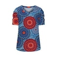 thumbnail image 3 of Blouses à Manches Courtes pour Femmes, Mode Décontractée, Manches Bouffantes, Col en V, Imprimé, 3 of 4