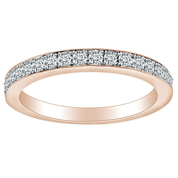 AFFY 1/2 Carat Round Cut White Natural Diamond Half Eternity Wedding Band Ring In 14k Solid Rose Gold (0.50 Cttw) Ring Size-5