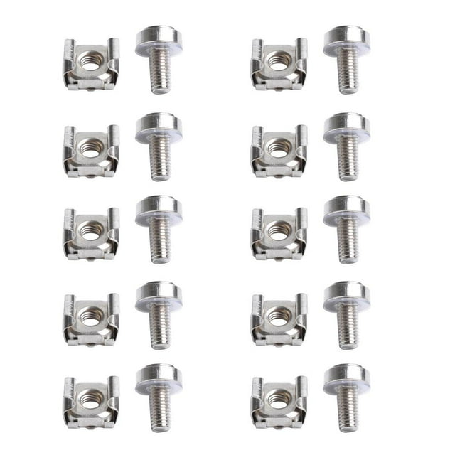 Yinanstore 10Pack Rack Mount Cage Nuts, Screws and Washers for Rack Mount Server Cabinet, Rack Mount Server Shelves, Routers, (M6 x 20mm)