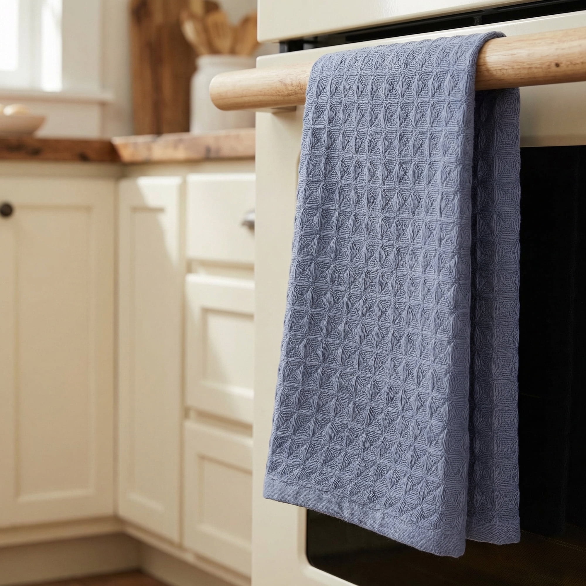 Unique Bargains 100% Cotton Waffle Weave Solid color Kitchen Towels 4 Pack Grey 12" x 12"