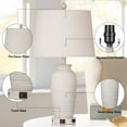 thumbnail image 3 of Cinkeda 24" Touch Control Table Lamps Set of 2 with USB Type-C Ports AC Outlet Farmhouse White Resin Jar 3 Way Dimmable Nightstand Bedside Lamp for Living Room Bedroom, 3 of 7
