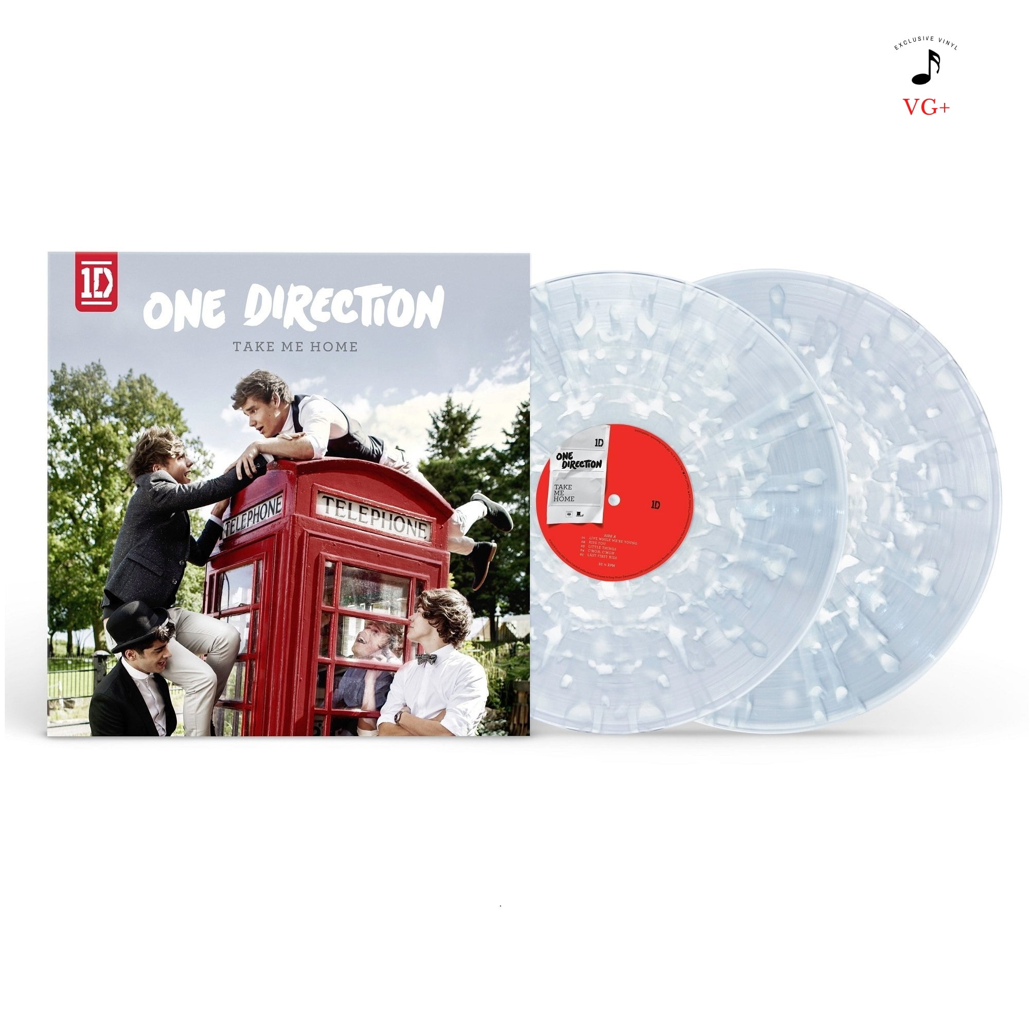 One Direction Take Me Home Exclusive Clear with White Marble 2x LP Vinyl Record VG+