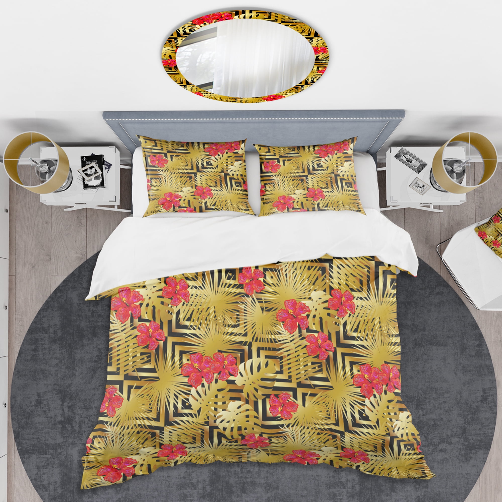 Designart 'Tropical Gold Luxury Pattern I' Mid-Century Modern Duvet Cover Set