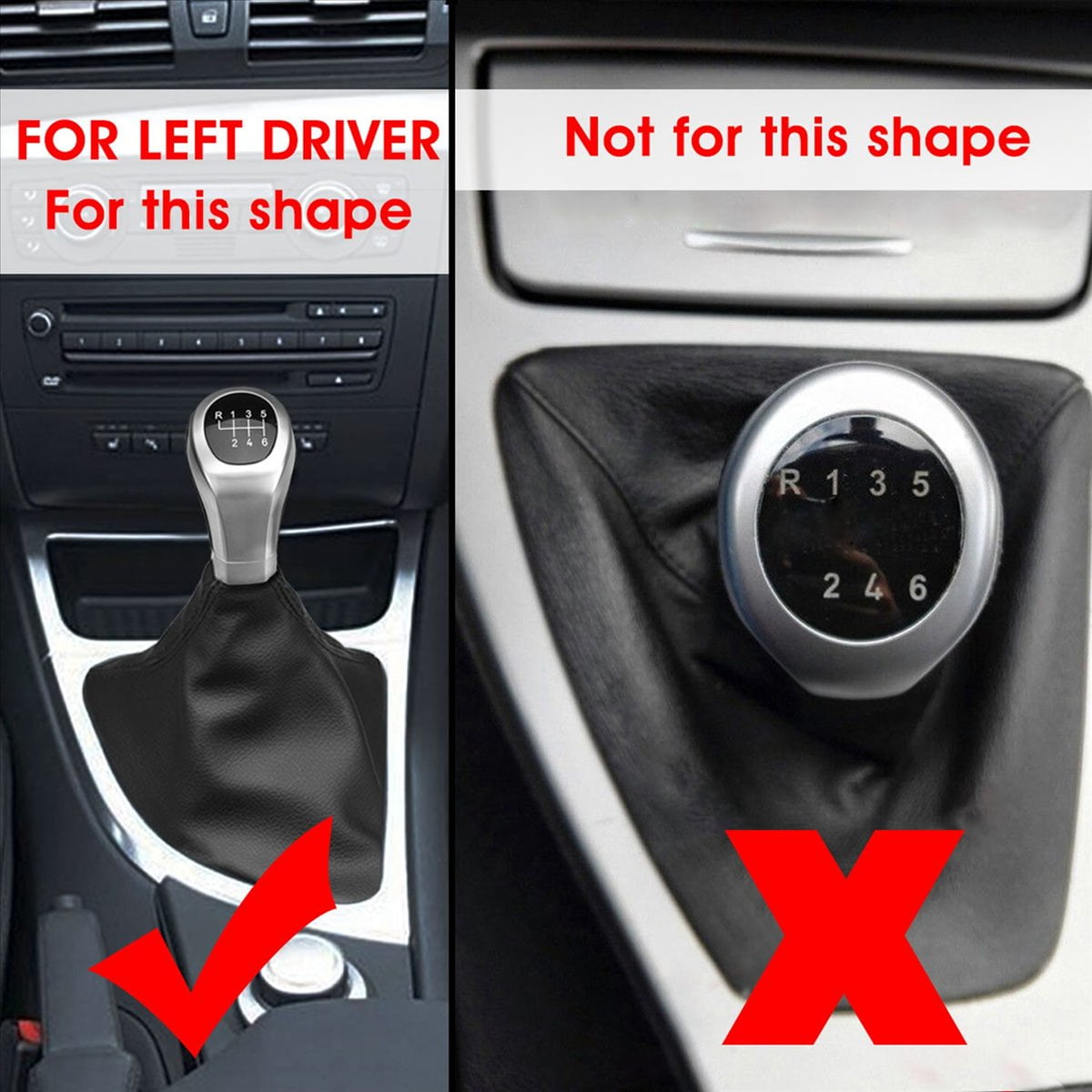 2X 6 Speed Manual Gear Shift Knob Shifter Lever Boot Cover for 1 Series E81 E87 E87Lci E88 E82