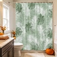 thumbnail image 3 of Sage Green Palm Trees Tropical Shower Curtain Set - Small 36" x 72" Washable Bathtub Curtain with 12 Hooks, Summer Beach Botanical Waterproof Fabric Stall Shower Curtains for Bathroom/Bathtub Décor, 3 of 8