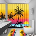 thumbnail image 2 of Coconut Palm Shower Curtain Set,4PCS Purple Sun Bathroom Sets with Shower Curtain and Bath Mat, Toilet Lid Cover and U Shaped Rugs,72"x72" Polyester Fabric Bathtub Curtain with Hooks, SETZZTE12, 2 of 8