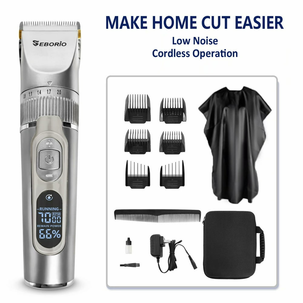Electric Hair Clippers for Men Quiet LED Display Cordless Rechargeable