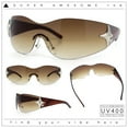 thumbnail image 2 of Rimless Wrap Around Bling Sparkling Star Hinge Thick Temple Sunglasses All Brown, 2 of 8