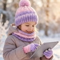 thumbnail image 6 of Besolor 3pc Winter Hat Gloves Scarf for Toddler Kids Girls Boys Knitwear Thickened Thermal Warm Outdoor Skiing Sets, 6 of 7