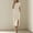 Beige, variant on Oplxuo Women's Crew Neck Front Split Dresses Work Business Office Party Bodycon Pencil Sheath Dress Cap Sleeve Slit Dress